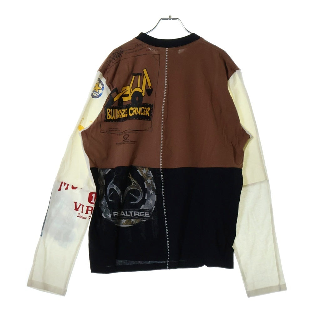 MARINE SERRE(マリーン セル) 23AW REGENERATED GRAPHIC T-SHIRT PATCHWORK T-SHIRT ジェネレイテッド パッチワーク クルーネック 長袖Tシャツ カットソー マルチ MTO069