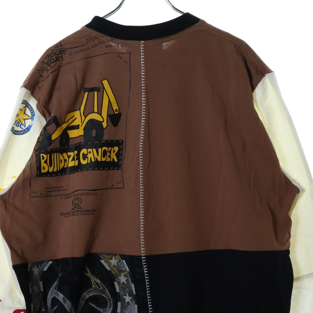 MARINE SERRE(マリーン セル) 23AW REGENERATED GRAPHIC T-SHIRT PATCHWORK T-SHIRT ジェネレイテッド パッチワーク クルーネック 長袖Tシャツ カットソー マルチ MTO069