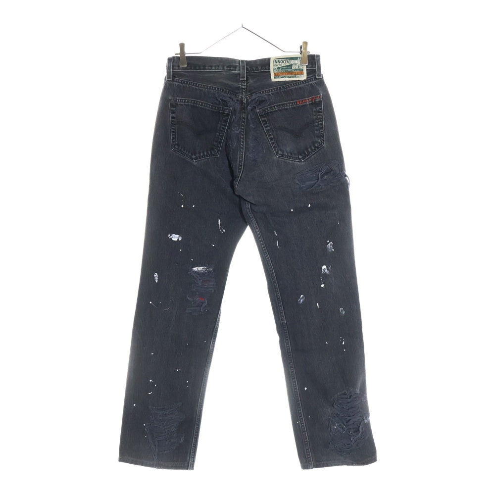 Innocence NYC(イノセンス) 23AW DESTROY DENIM PANTS ダメージ加工 デトロイト デニムパンツ ブラック INDSND01