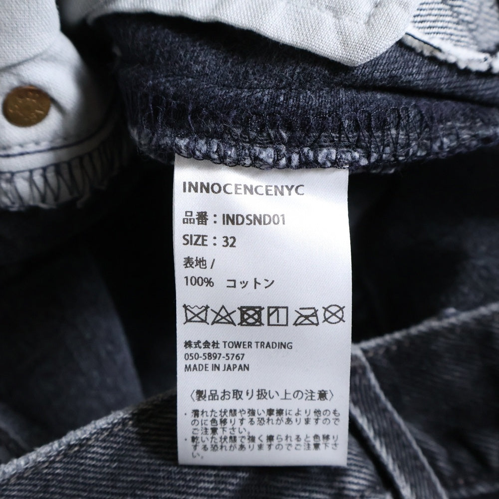 Innocence NYC(イノセンス) 23AW DESTROY DENIM PANTS ダメージ加工 デトロイト デニムパンツ ブラック INDSND01