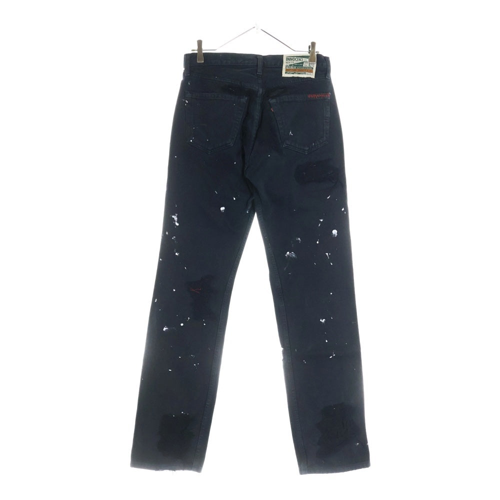 INNOCENCE NYC(イノセンスニューヨーク) 23AW DESTROY DENIM PANTS ダメージ加工 デトロイト デニムパンツ ブラック INDSND01