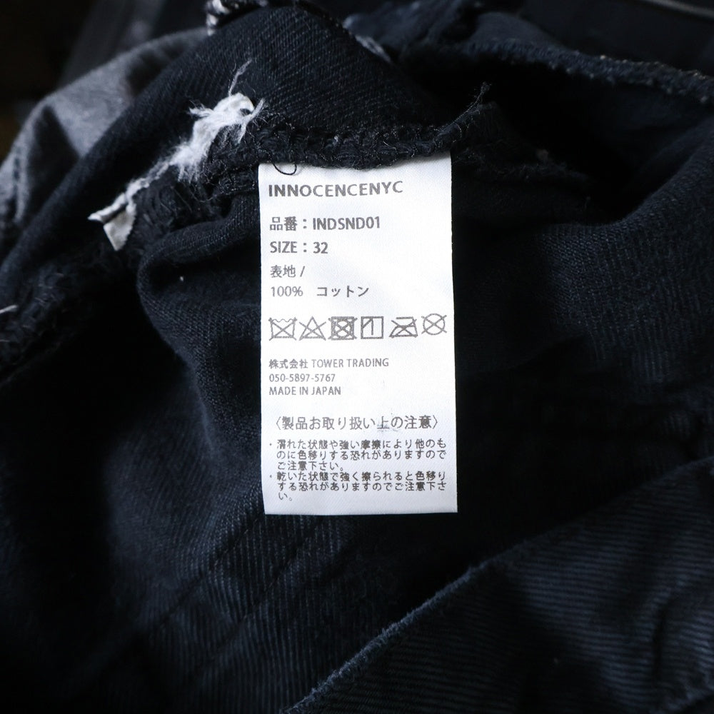 Innocence NYC(イノセンス) 23AW DESTROY DENIM PANTS ダメージ加工 デトロイト デニムパンツ ブラック INDSND01