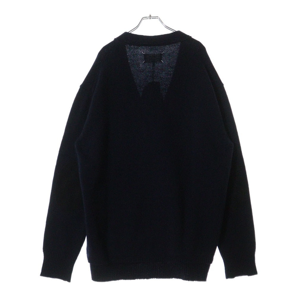 Maison Margiela(メゾンマルジェラ) 23AW KNIT CARDIGAN エルボーパッチ ニットカーディガン ネイビー SI1GP0003