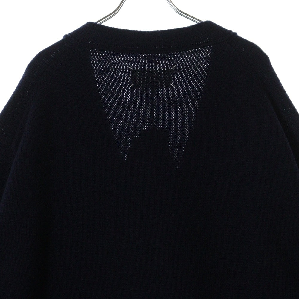 Maison Margiela(メゾンマルジェラ) 23AW KNIT CARDIGAN エルボーパッチ ニットカーディガン ネイビー SI1GP0003