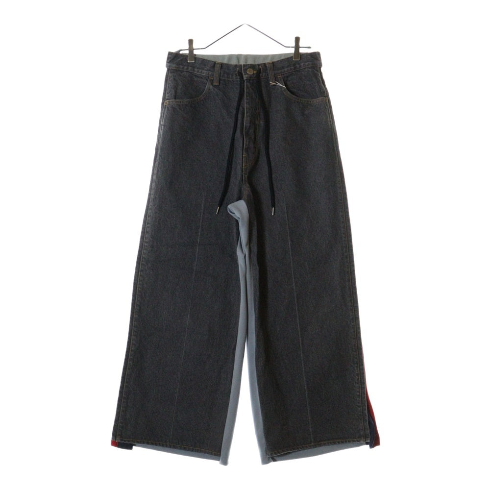 FACETASM(ファセッタズム) 23SS JERSEY MERGING DENIM PANTS ジャージー マージング ドローコード デニムパンツ ブラック MKS-PT-M10
