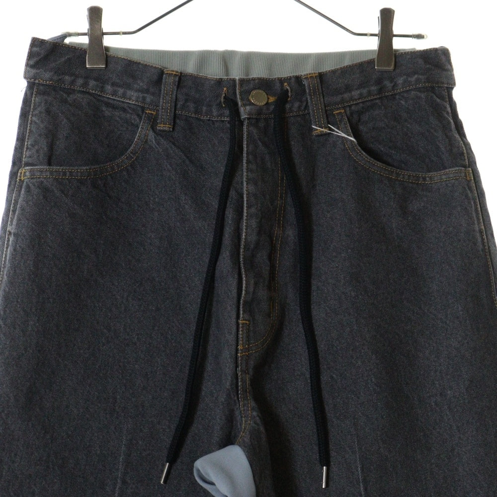 FACETASM(ファセッタズム) 23SS JERSEY MERGING DENIM PANTS ジャージー マージング ドローコード デニムパンツ ブラック MKS-PT-M10