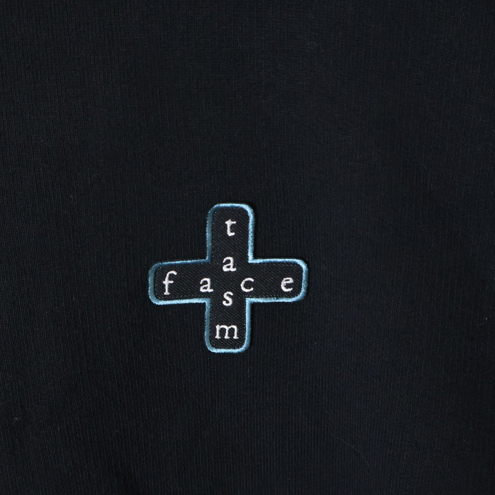 FACETASM(ファセッタズム) 23SS FLEECE ZIPPER HOODIE ボア切り替え フロントロゴパッチ ジッパー プルオーバースウェットパーカー フーディー ブラック/パープル MKS-SW-U02