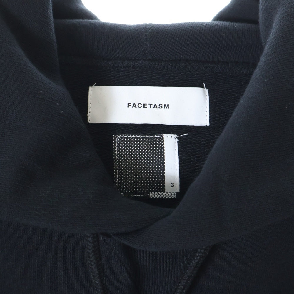 FACETASM(ファセッタズム) 23SS FLEECE ZIPPER HOODIE ボア切り替え フロントロゴパッチ ジッパー プルオーバースウェットパーカー フーディー ブラック/パープル MKS-SW-U02