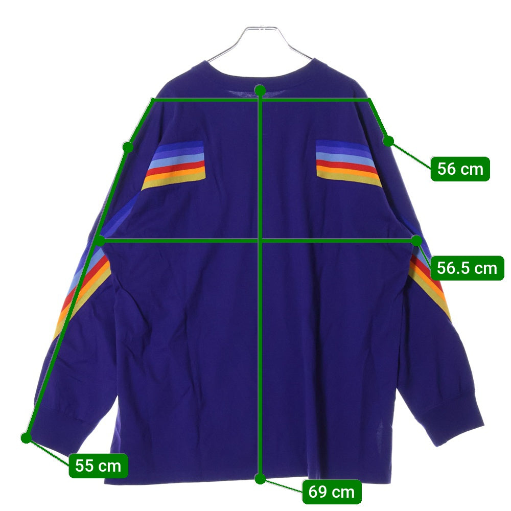 FACETASM(ファセッタズム) 23SS RIB LONG SLEEVE TEE サイドレインボーライン ロングスリーブ 長袖Tシャツ パープル MKS-TEE-M01