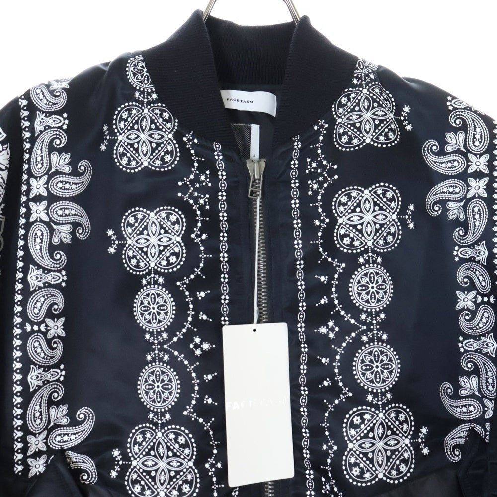 FACETASM(ファセッタズム) 23SS ORIGINAL BANDANA PRINT MA-1 総柄 オリジナル バンダナプリント フライトジャケット ブラック MKS-JK-M14