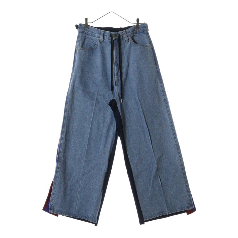 FACETASM(ファセッタズム) 23SS JERSEY MERGING DENIM PANTS ジャージー マージング ドローコード デニムパンツ インディゴ MKS-PT-M10