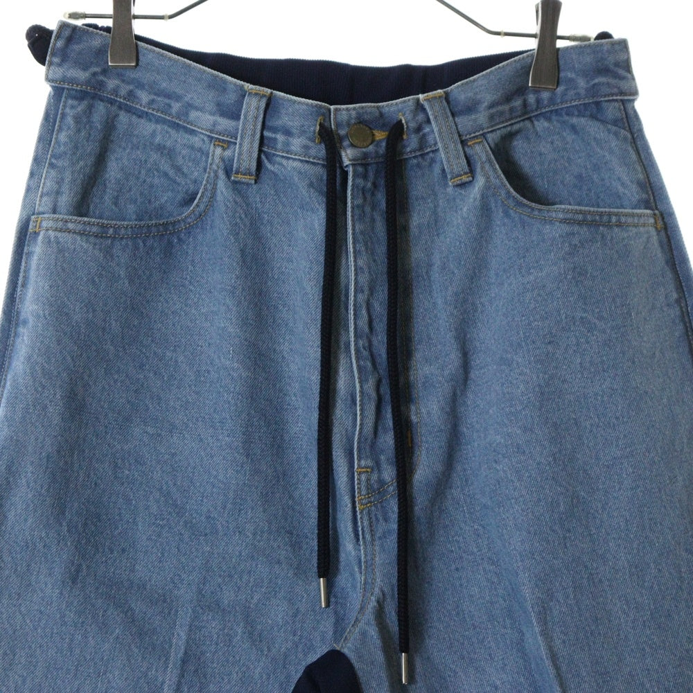 FACETASM(ファセッタズム) 23SS JERSEY MERGING DENIM PANTS ジャージー マージング ドローコード デニムパンツ インディゴ MKS-PT-M10