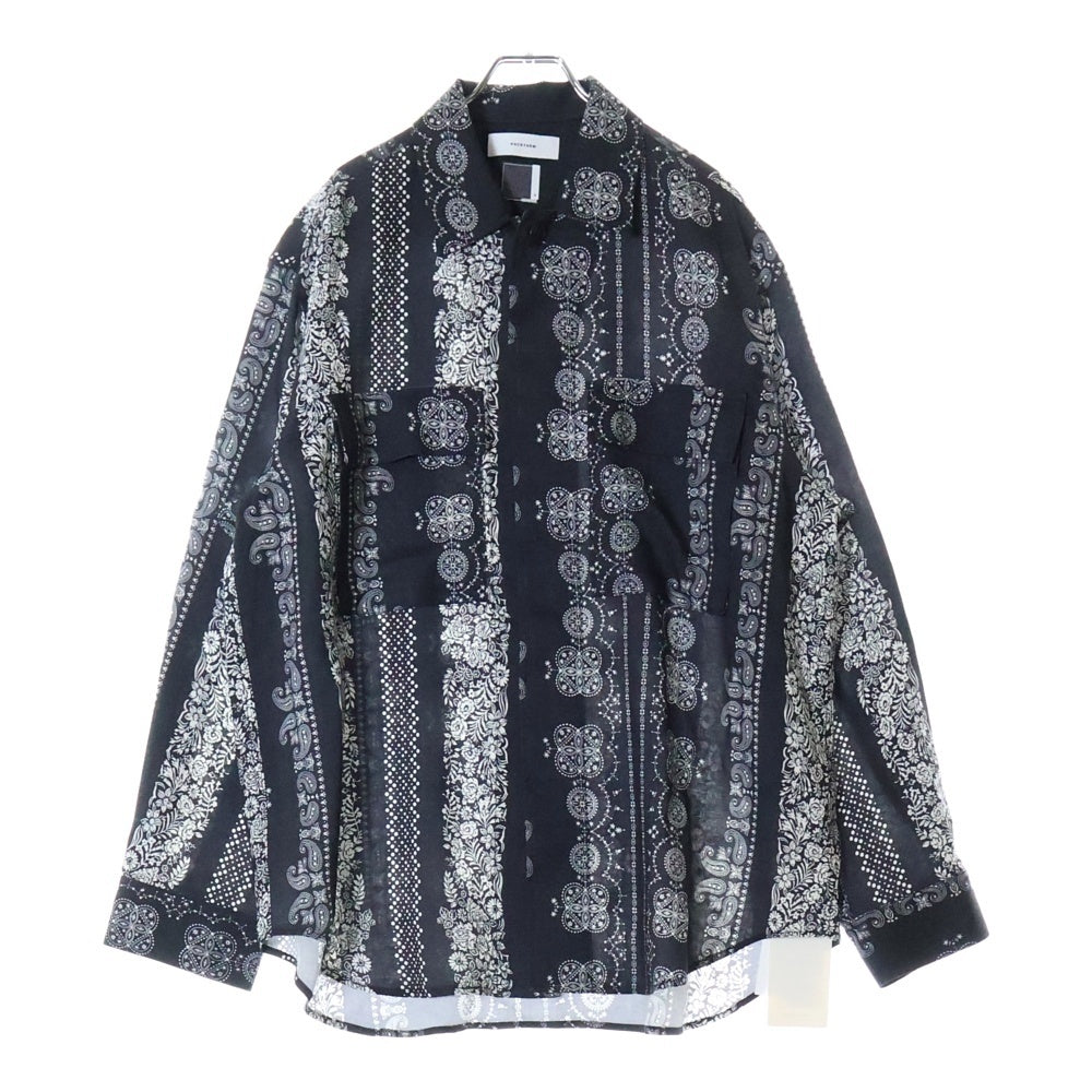 FACETASM(ファセッタズム) 23SS ORIGINAL BANDANA PRINT SHIRT 総柄 オリジナル バンダナプリント 比翼 長袖シャツ ブラック MKS-SH-M10