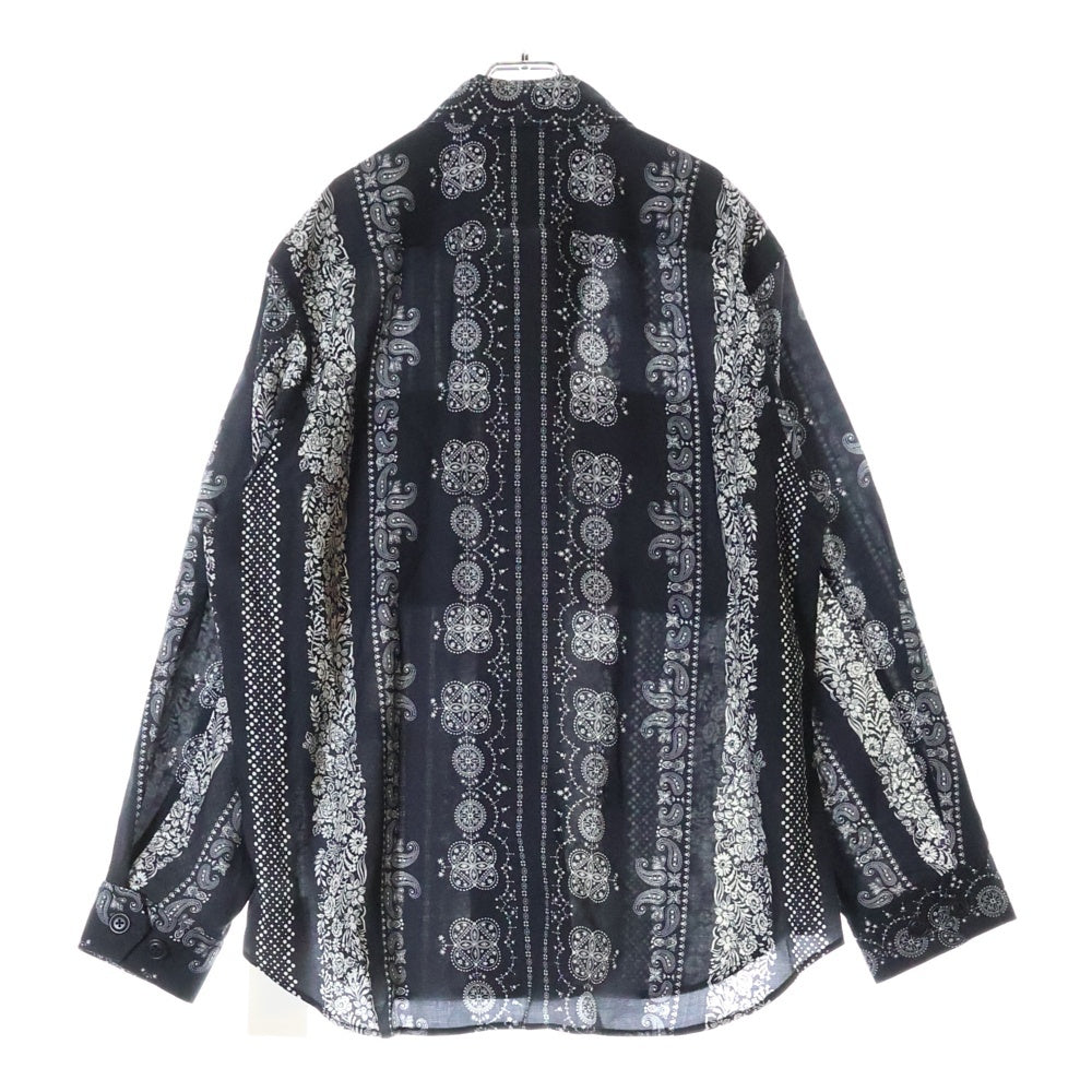 FACETASM(ファセッタズム) 23SS ORIGINAL BANDANA PRINT SHIRT 総柄 オリジナル バンダナプリント 比翼 長袖シャツ ブラック MKS-SH-M10