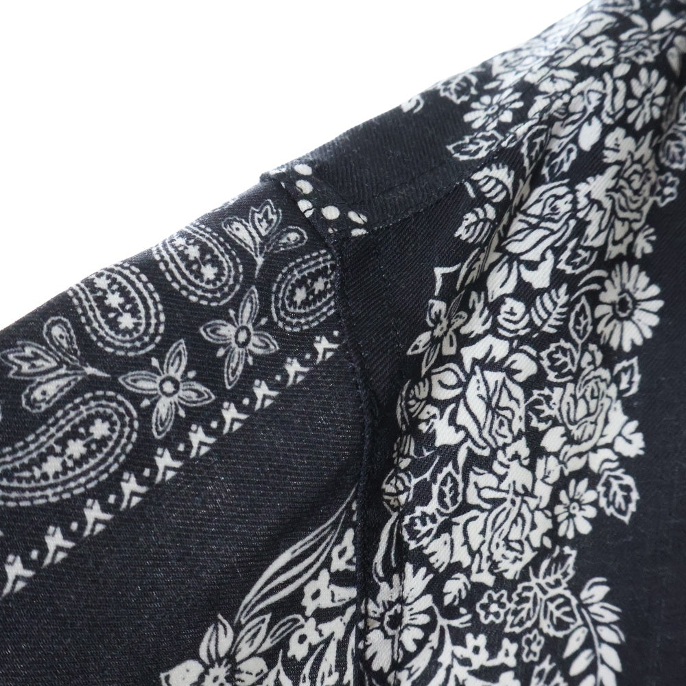 FACETASM(ファセッタズム) 23SS ORIGINAL BANDANA PRINT SHIRT 総柄 オリジナル バンダナプリント 比翼 長袖シャツ ブラック MKS-SH-M10