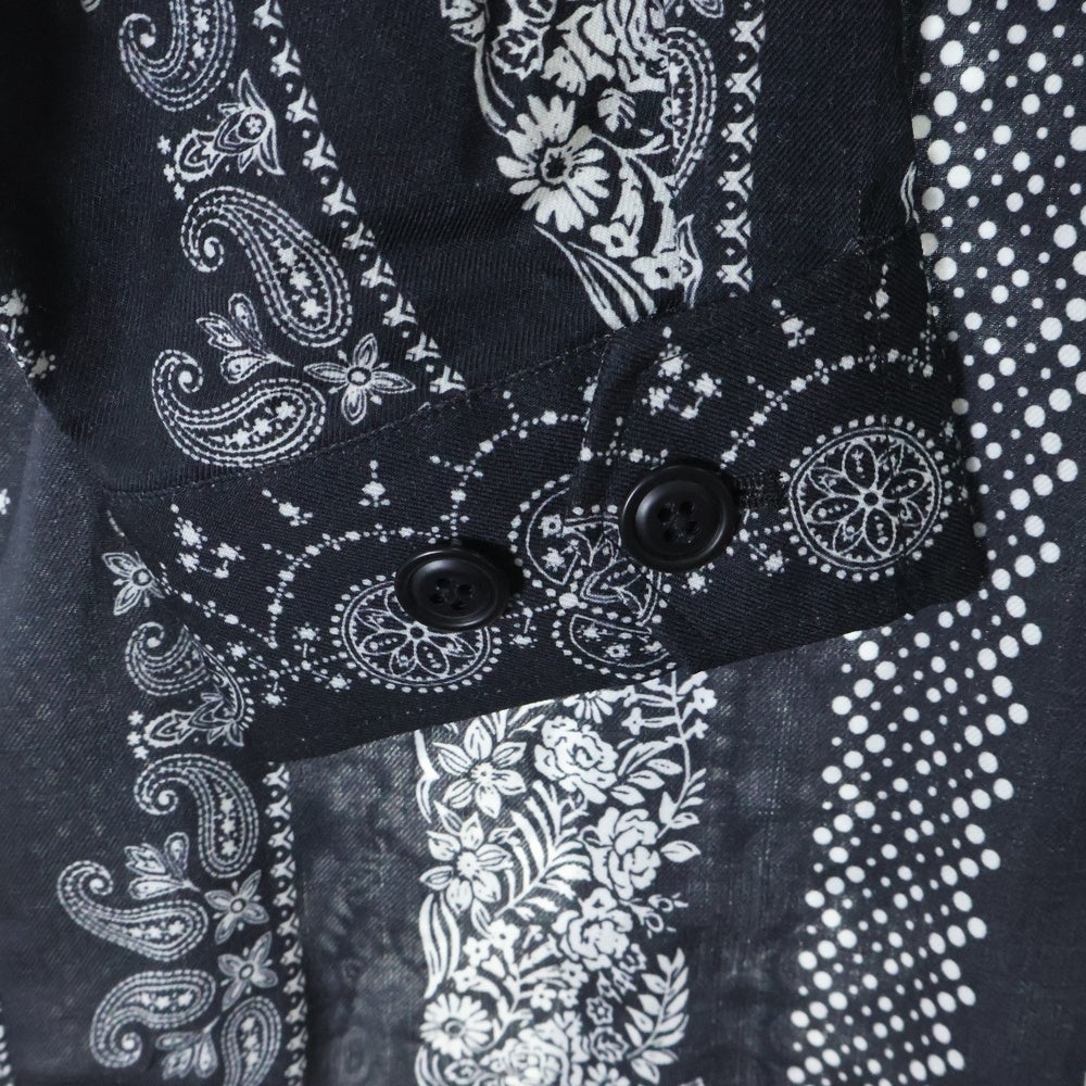 FACETASM(ファセッタズム) 23SS ORIGINAL BANDANA PRINT SHIRT 総柄 オリジナル バンダナプリント 比翼 長袖シャツ ブラック MKS-SH-M10