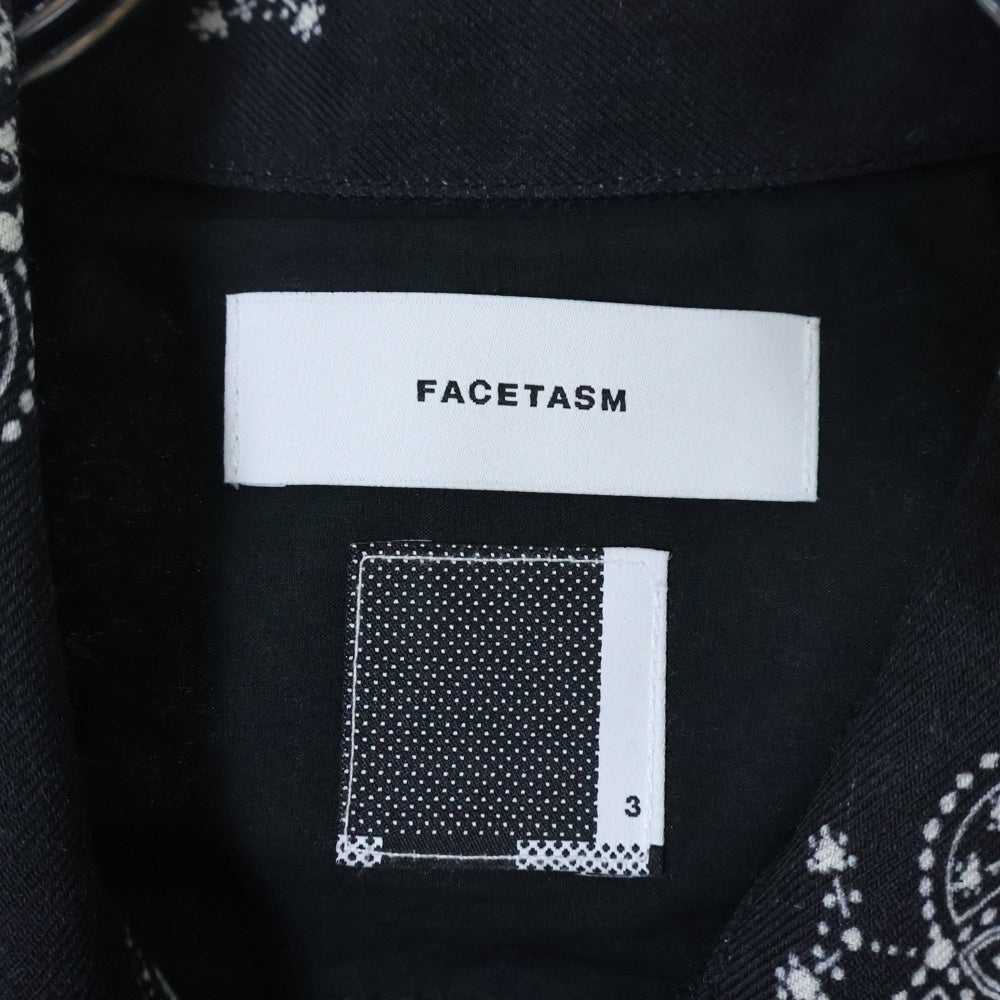 FACETASM(ファセッタズム) 23SS ORIGINAL BANDANA PRINT SHIRT 総柄 オリジナル バンダナプリント 比翼 長袖シャツ ブラック MKS-SH-M10