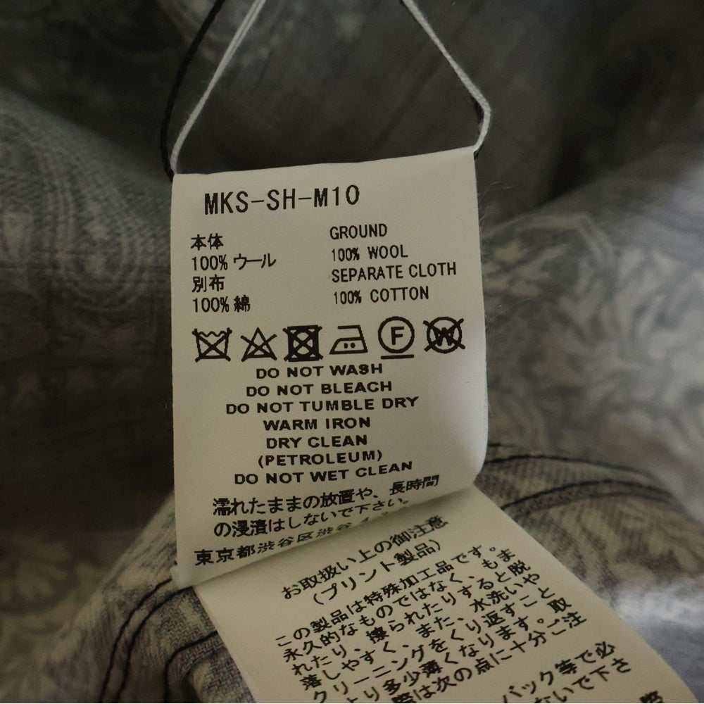 FACETASM(ファセッタズム) 23SS ORIGINAL BANDANA PRINT SHIRT 総柄 オリジナル バンダナプリント 比翼 長袖シャツ ブラック MKS-SH-M10