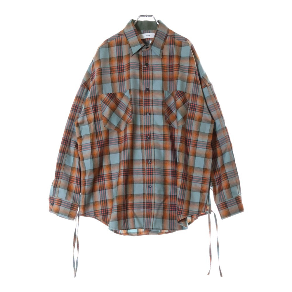 FACETASM(ファセッタズム) 23SS ORIGINAL CHECK SHIRT ダブルポケット サイドスリット オリジナル チェックシャツ ブルー/オレンジ MKS-SH-U01