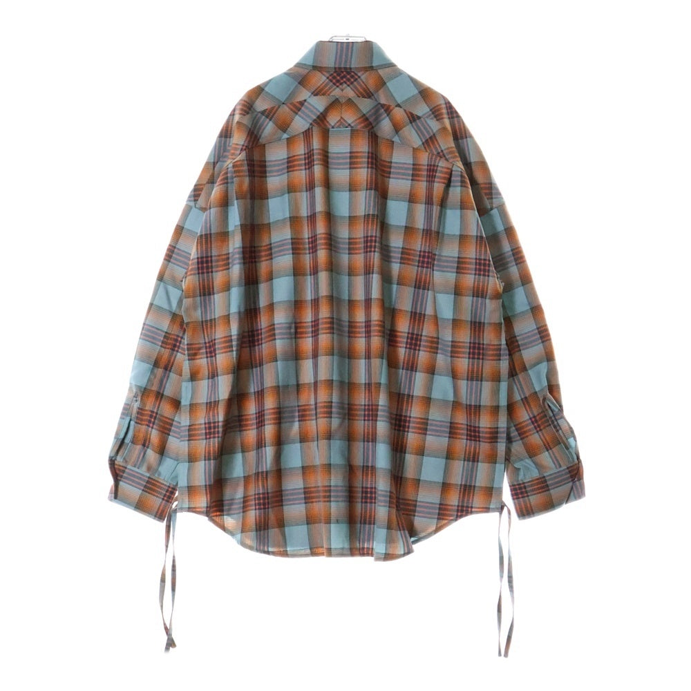 FACETASM(ファセッタズム) 23SS ORIGINAL CHECK SHIRT ダブルポケット サイドスリット オリジナル チェックシャツ ブルー/オレンジ MKS-SH-U01