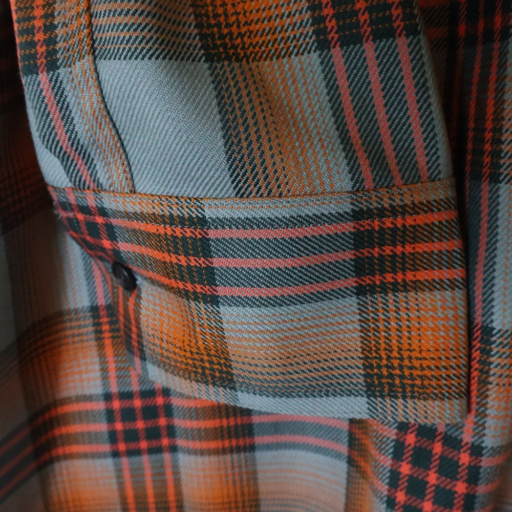 FACETASM(ファセッタズム) 23SS ORIGINAL CHECK SHIRT ダブルポケット サイドスリット オリジナル チェックシャツ ブルー/オレンジ MKS-SH-U01