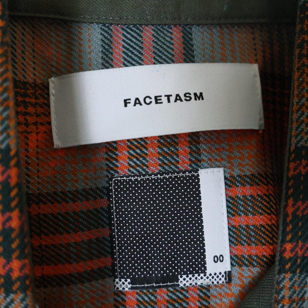 FACETASM(ファセッタズム) 23SS ORIGINAL CHECK SHIRT ダブルポケット サイドスリット オリジナル チェックシャツ ブルー/オレンジ MKS-SH-U01
