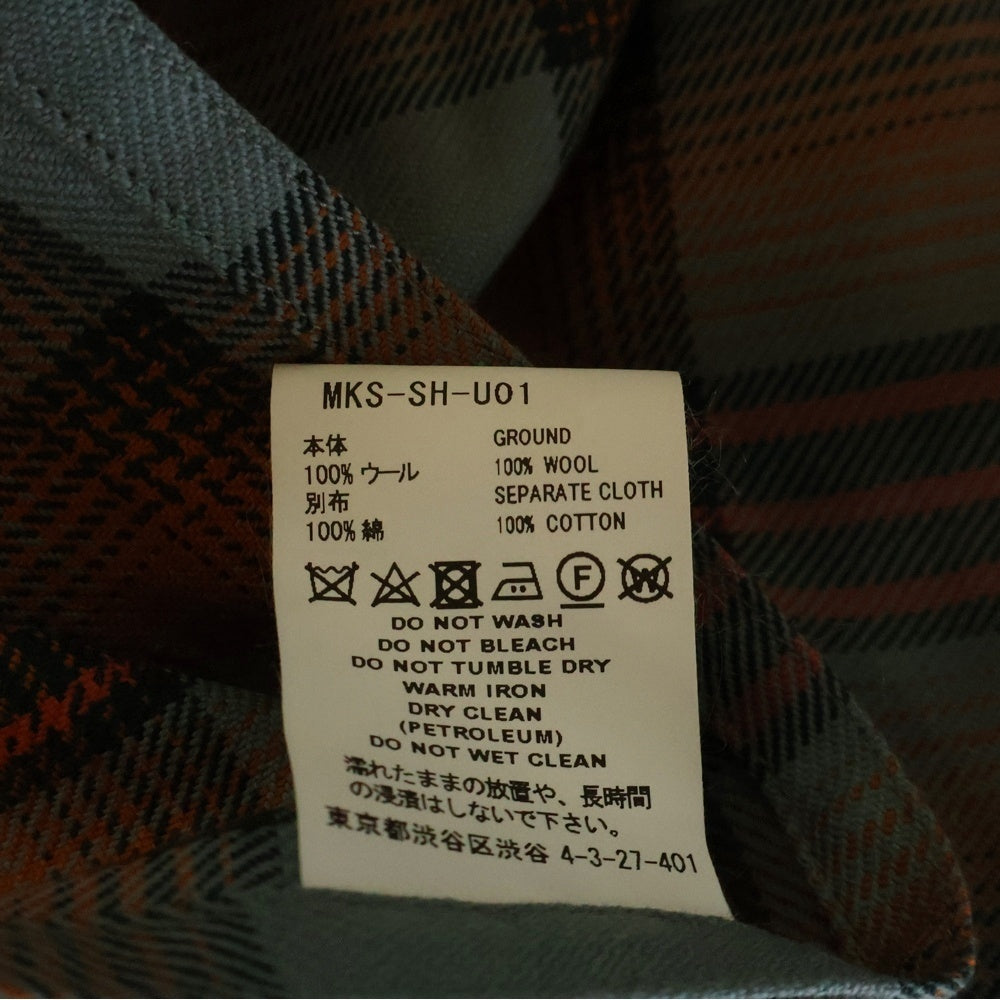 FACETASM(ファセッタズム) 23SS ORIGINAL CHECK SHIRT ダブルポケット サイドスリット オリジナル チェックシャツ ブルー/オレンジ MKS-SH-U01
