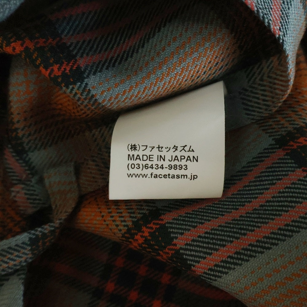 FACETASM(ファセッタズム) 23SS ORIGINAL CHECK SHIRT ダブルポケット サイドスリット オリジナル チェックシャツ ブルー/オレンジ MKS-SH-U01