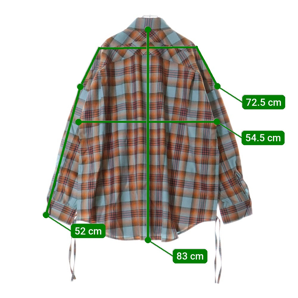FACETASM(ファセッタズム) 23SS ORIGINAL CHECK SHIRT ダブルポケット サイドスリット オリジナル チェックシャツ ブルー/オレンジ MKS-SH-U01