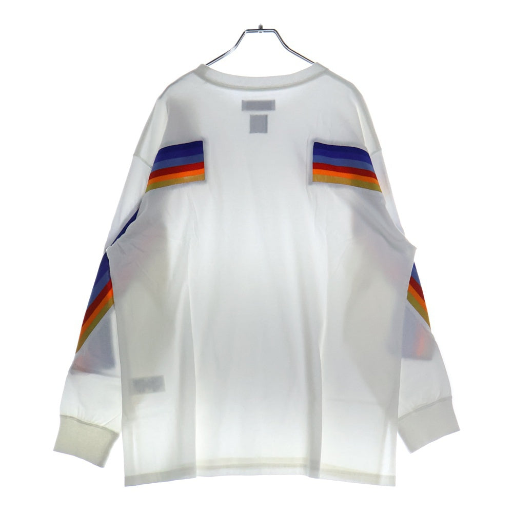 FACETASM(ファセッタズム) 23SS RIB LONG SLEEVE TEE サイドレインボーライン ロングスリーブ 長袖Tシャツ ホワイト MKS-TEE-M01