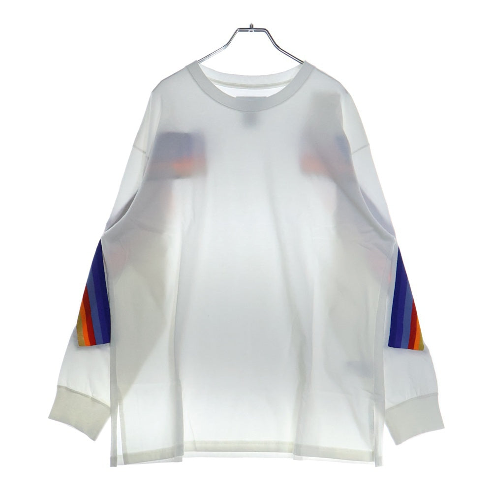 FACETASM(ファセッタズム) 23SS RIB LONG SLEEVE TEE サイドレインボーライン ロングスリーブ 長袖Tシャツ ホワイト MKS-TEE-M01