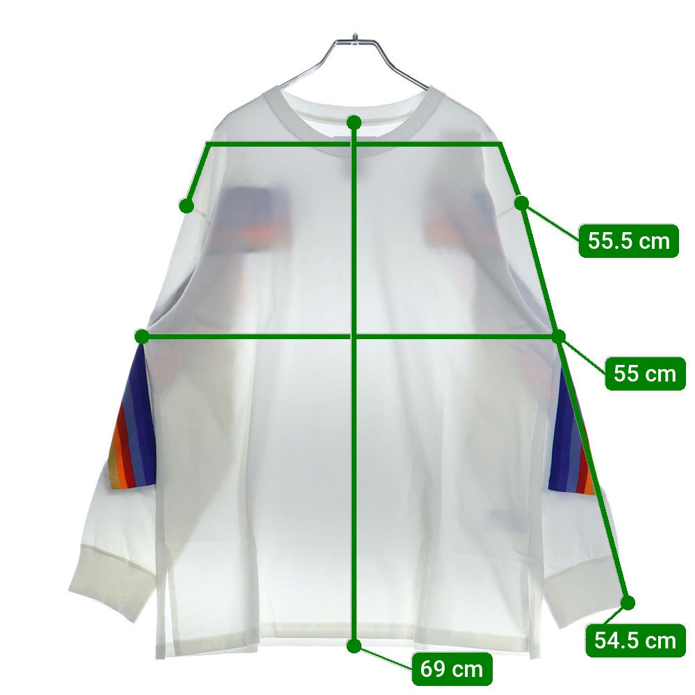 FACETASM(ファセッタズム) 23SS RIB LONG SLEEVE TEE サイドレインボーライン ロングスリーブ 長袖Tシャツ ホワイト MKS-TEE-M01