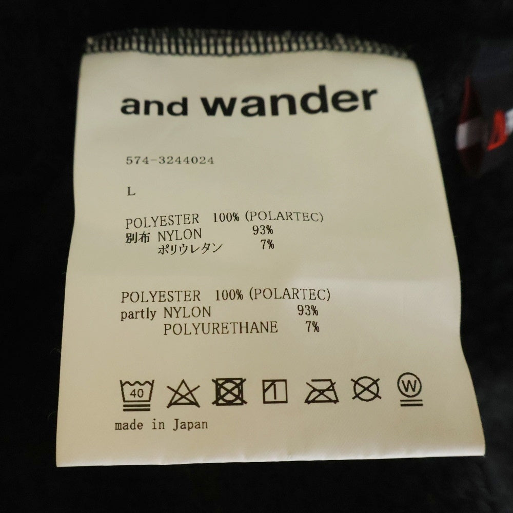 and wander(アンドワンダー) 23AW ×ALPHA DIRECT KNIT PULLOVER アルファダイレクト フロントポケット Vネック ニットセーター ブラック 574-3244024