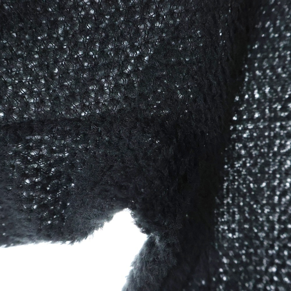 and wander(アンドワンダー) 23AW ×ALPHA DIRECT KNIT PULLOVER アルファダイレクト フロントポケット Vネック ニットセーター ブラック 574-3244024
