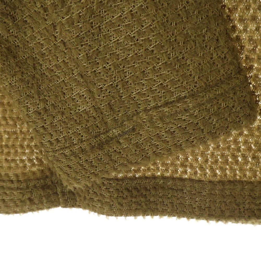 and wander(アンドワンダー) 23AW ×ALPHA DIRECT KNIT PULLOVER アルファダイレクト フロントポケット Vネック ニットセーター カーキ 574-3244024