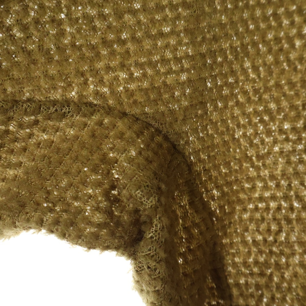 and wander(アンドワンダー) 23AW ×ALPHA DIRECT KNIT PULLOVER アルファダイレクト フロントポケット Vネック ニットセーター カーキ 574-3244024