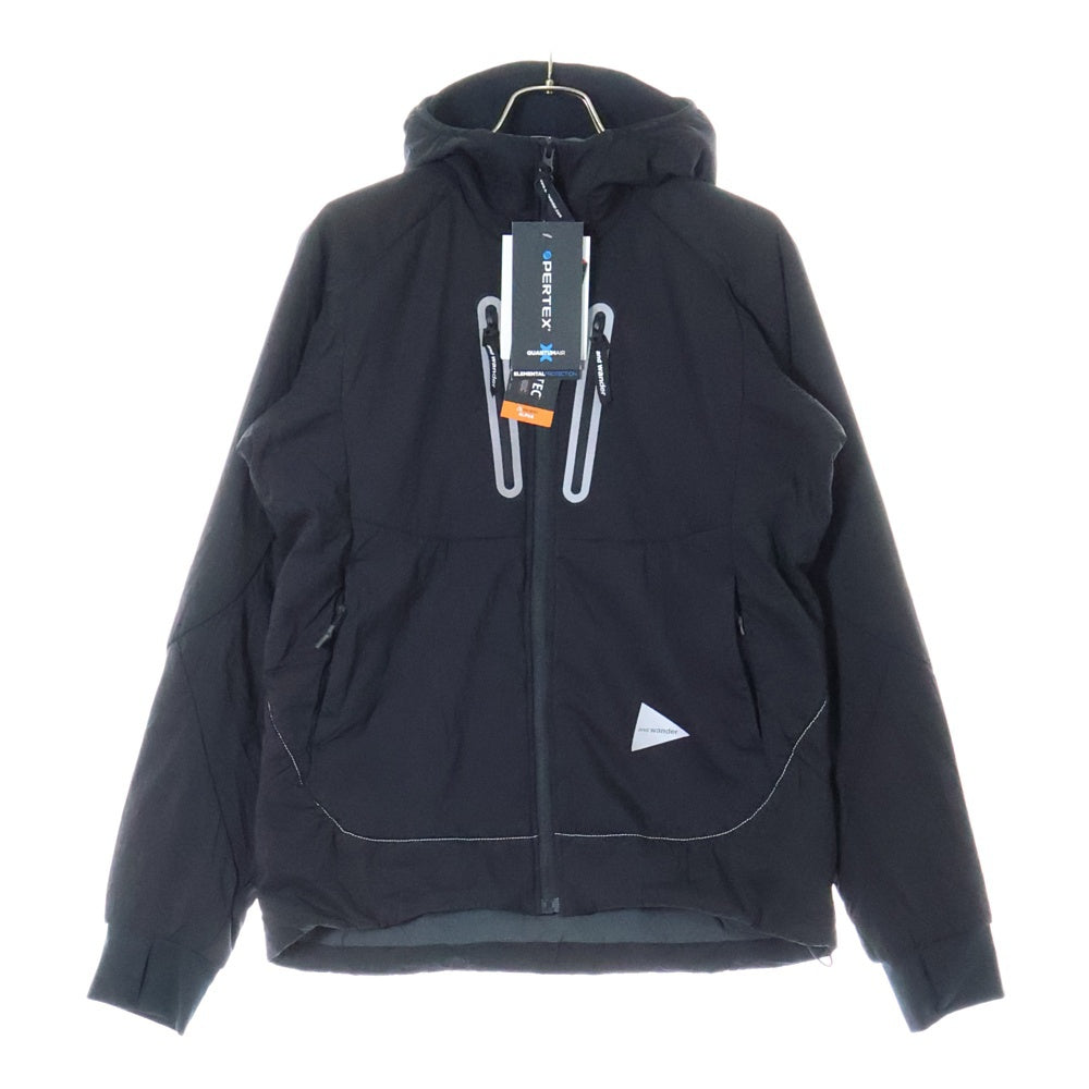 and wander(アンドワンダー) 23AW ×ALPHA DIRECT AIR HOODIE アルファダイレクト リフレクト エア バラクラバフーディ ジップアップ ナイロンジャケット ブラック 574-3231014