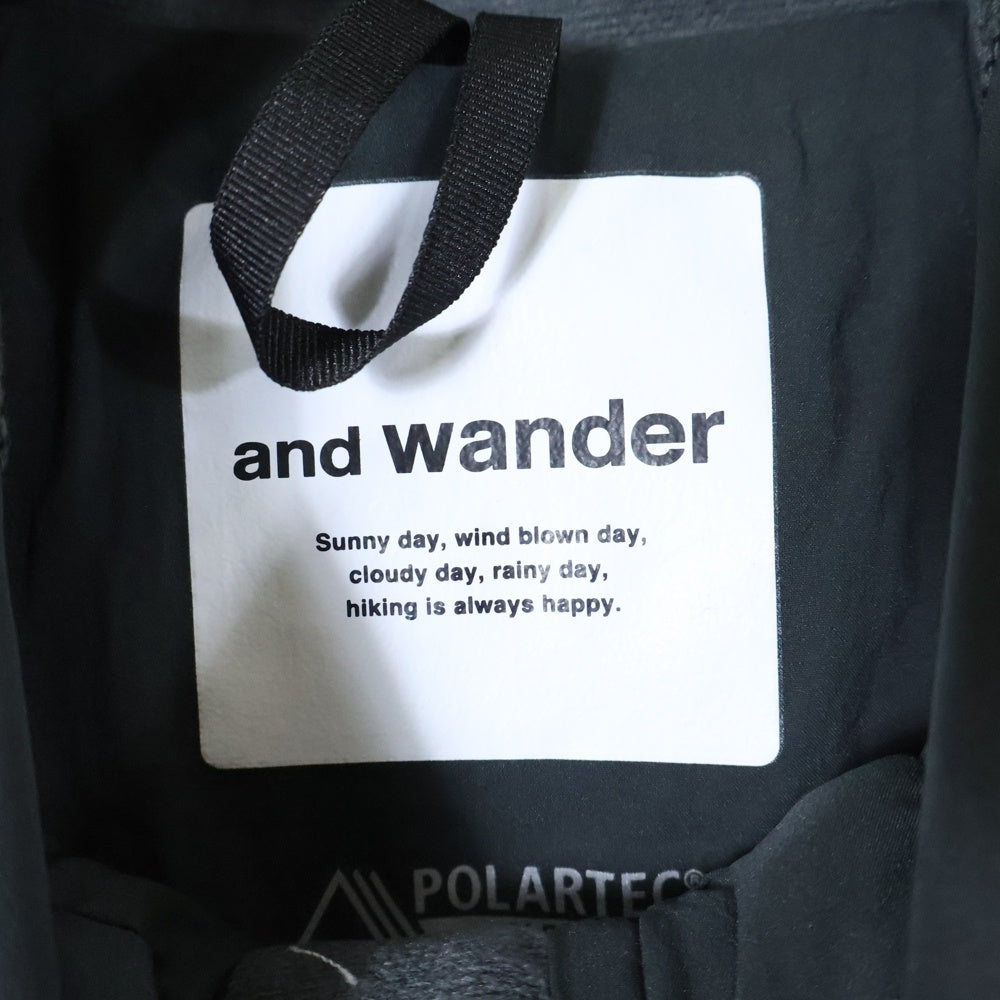 and wander(アンドワンダー) 23AW ×ALPHA DIRECT AIR HOODIE アルファダイレクト リフレクト エア バラクラバフーディ ジップアップ ナイロンジャケット ブラック 574-3231014