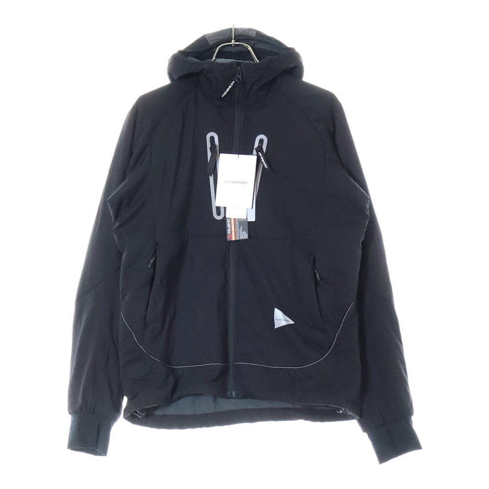 and wander(アンドワンダー) 23AW ×ALPHA DIRECT AIR HOODIE アルファダイレクト リフレクト エア バラクラバフーディ ジップアップ ナイロンジャケット ブラック 574-3231014