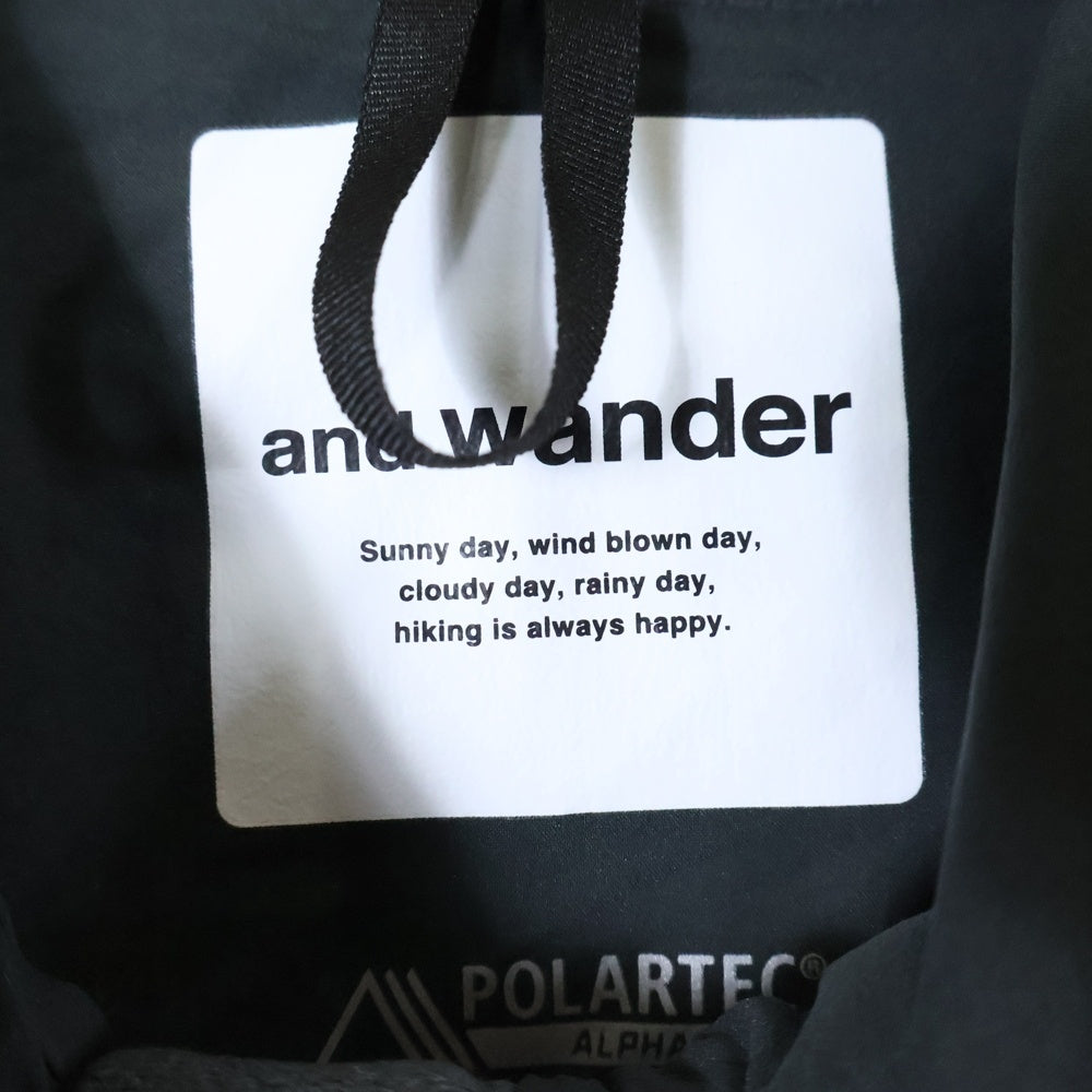 and wander(アンドワンダー) 23AW ×ALPHA DIRECT AIR HOODIE アルファダイレクト リフレクト エア バラクラバフーディ ジップアップ ナイロンジャケット ブラック 574-3231014