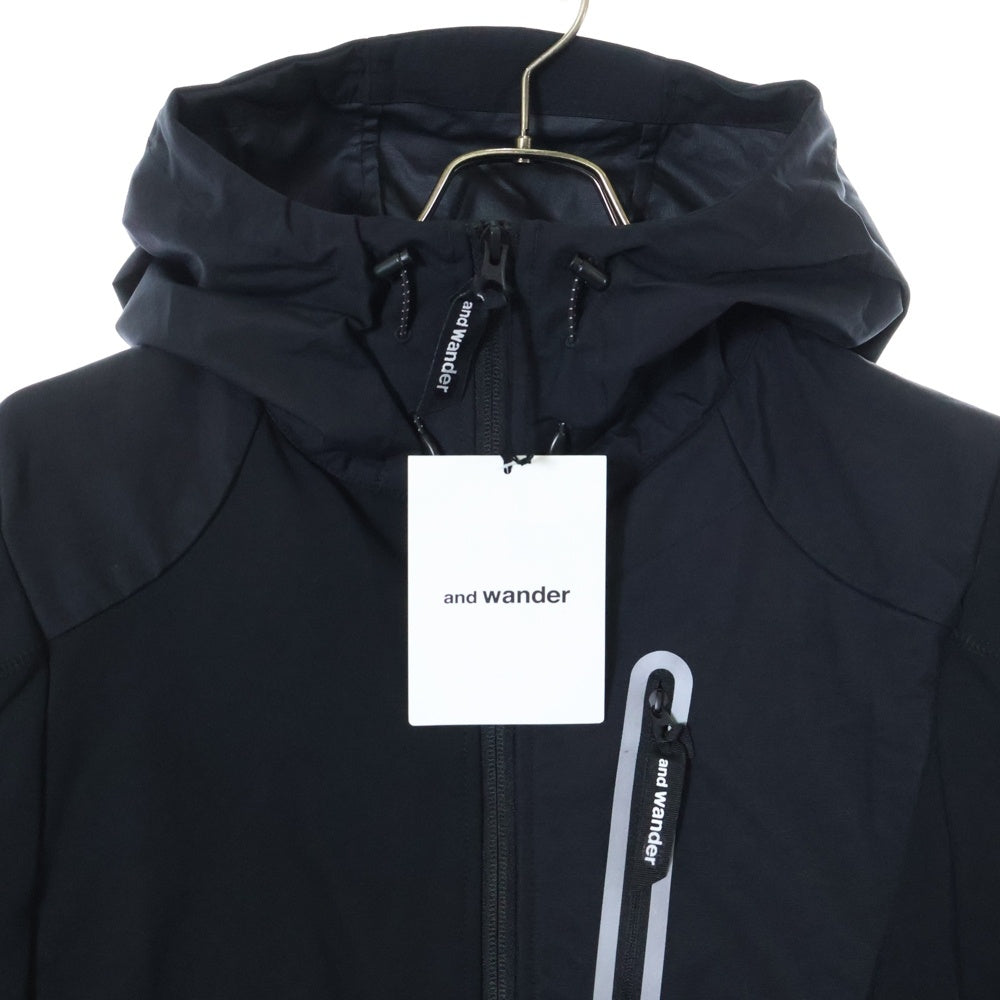 and wander(アンドワンダー) 23AW STRETCH SHELL JACKET ストレッチ ナイロン ソフトシェル ジャケット ブラック 574-3221003