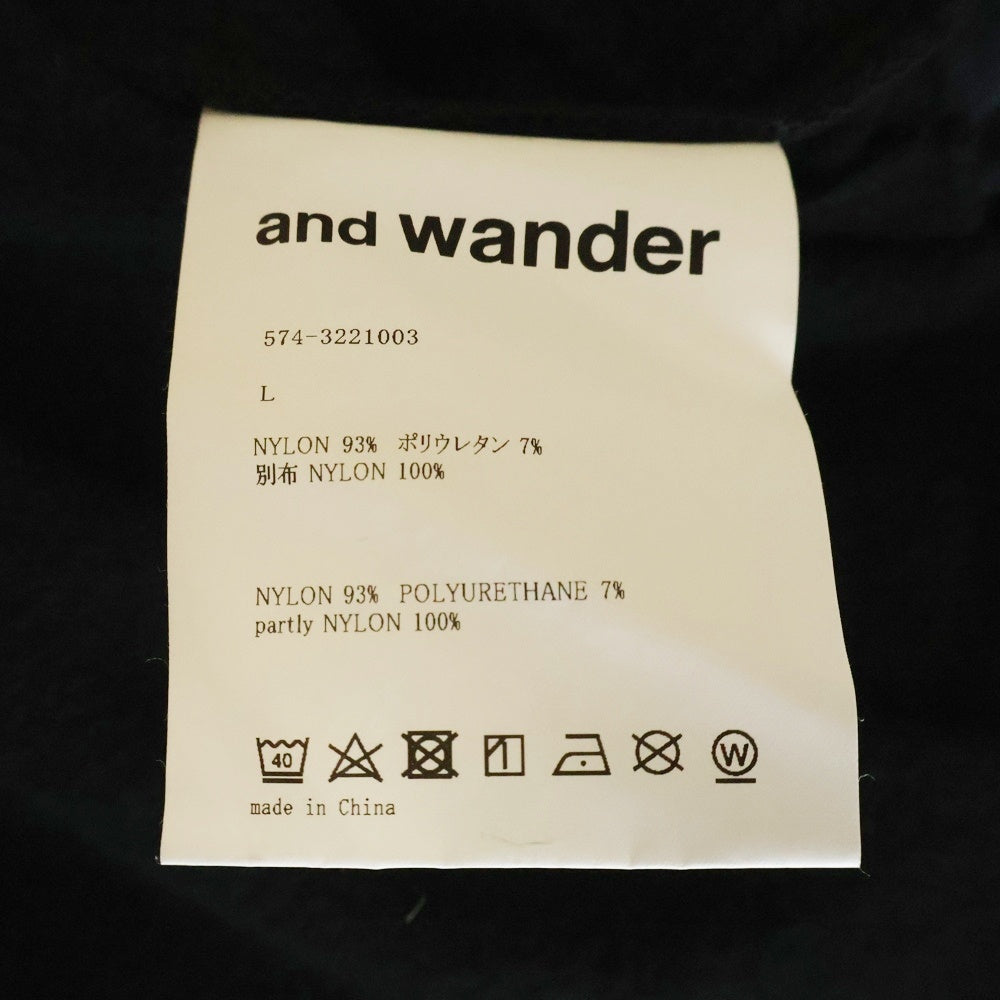 and wander(アンドワンダー) 23AW STRETCH SHELL JACKET ストレッチ ナイロン ソフトシェル ジャケット ブラック 574-3221003