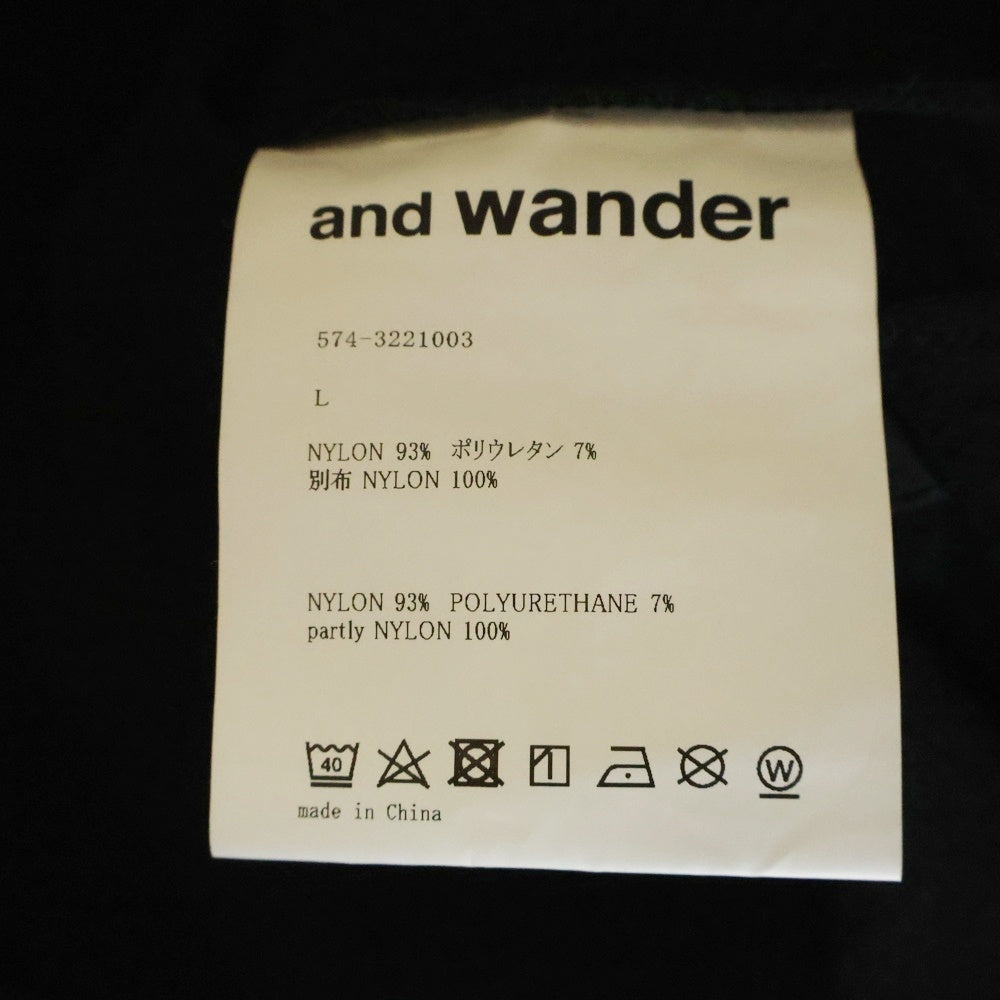 and wander(アンドワンダー) 23AW STRETCH SHELL JACKET ストレッチ ナイロン ソフトシェル ジャケット ブラック 574-3221003