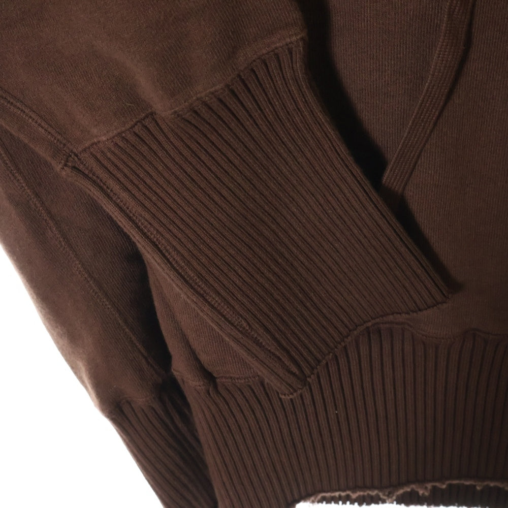 Perfect Ribs(パーフェクトリブス) 23AW BASIC HOODIE リブニット切替 サーマルライニングフード ベーシック プルオーバーパーカー フーディ ブラウン