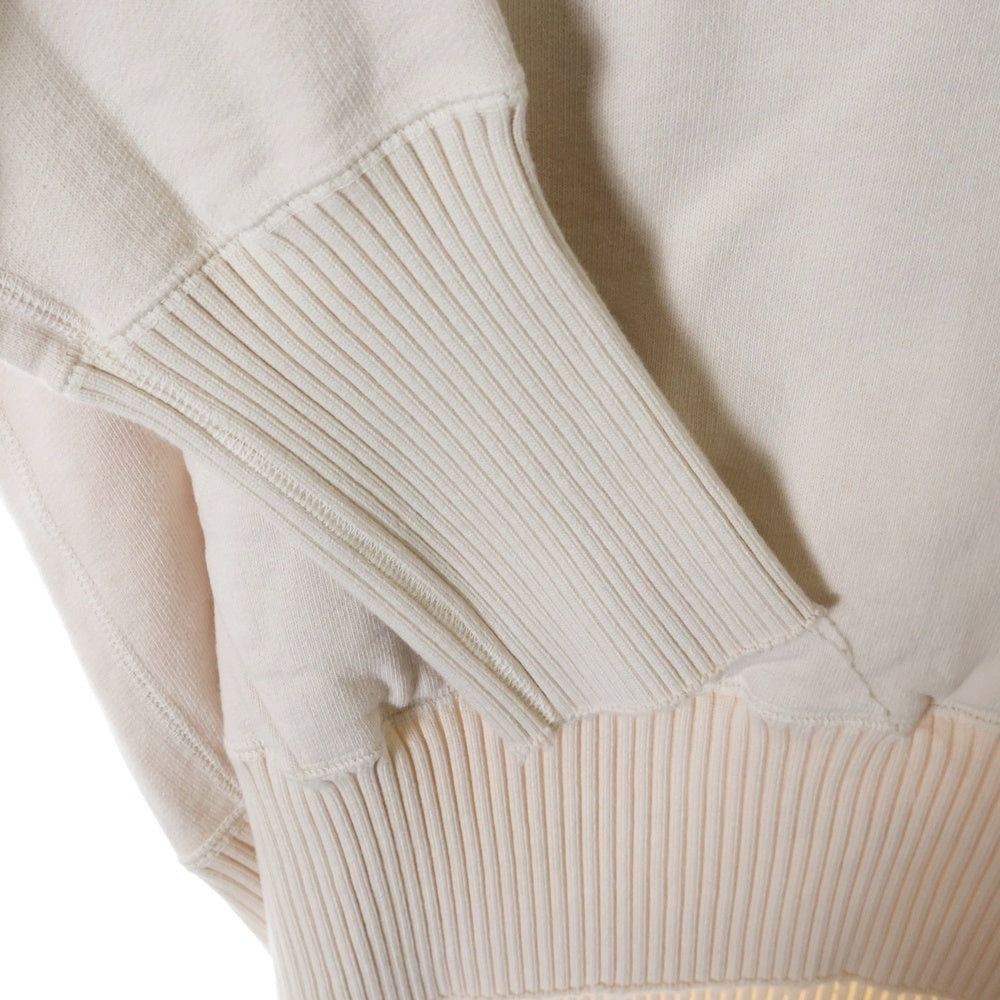Perfect Ribs(パーフェクトリブス) 23AW BASIC HOODIE フェルトパッチ リブニット切替 サーマルライニングフード ベーシック プルオーバーパーカー フーディ ベージュ