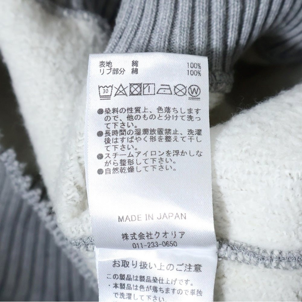Perfect Ribs(パーフェクトリブス) 23AW BASIC ZIP HOODIE フェルトパッチ ベーシック ジップアップパーカー フーディ 裏起毛 グレー