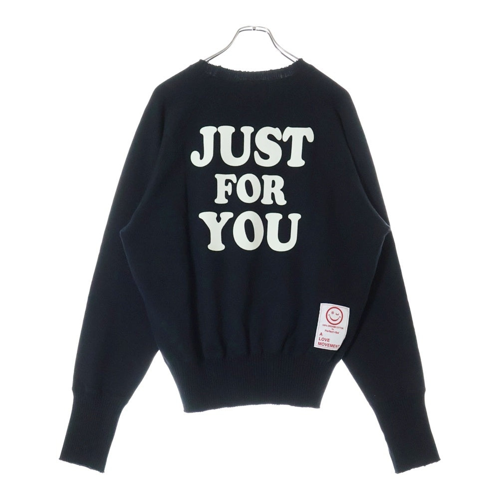 Perfect Ribs(パーフェクトリブス) 23AW STRANGE SLEEVE CREW NECK SWEAT SHIRT フェルトパッチ リブニット切替 クルーネック スウェットトレーナー ブラック