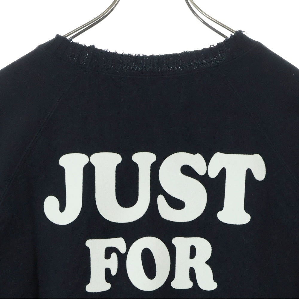 Perfect Ribs(パーフェクトリブス) 23AW STRANGE SLEEVE CREW NECK SWEAT SHIRT フェルトパッチ リブニット切替 クルーネック スウェットトレーナー ブラック