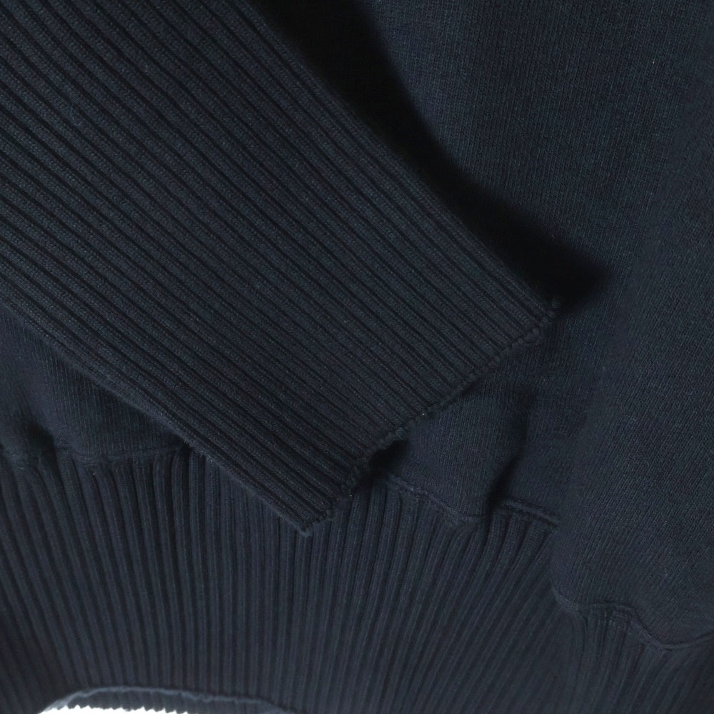 Perfect Ribs(パーフェクトリブス) 23AW STRANGE SLEEVE CREW NECK SWEAT SHIRT フェルトパッチ リブニット切替 クルーネック スウェットトレーナー ブラック