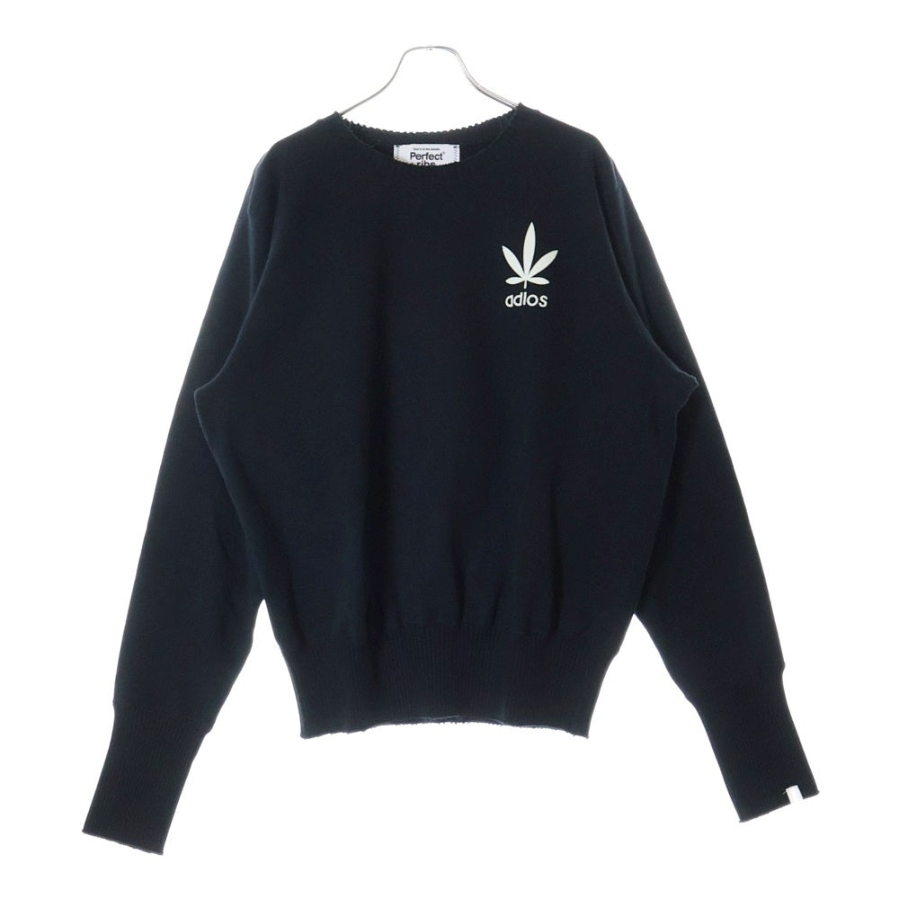 Perfect Ribs(パーフェクトリブス) 23AW STRANGE SLEEVE CREW NECK SWEAT SHIRT フェルトパッチ リブニット切替 クルーネック スウェットトレーナー ブラック